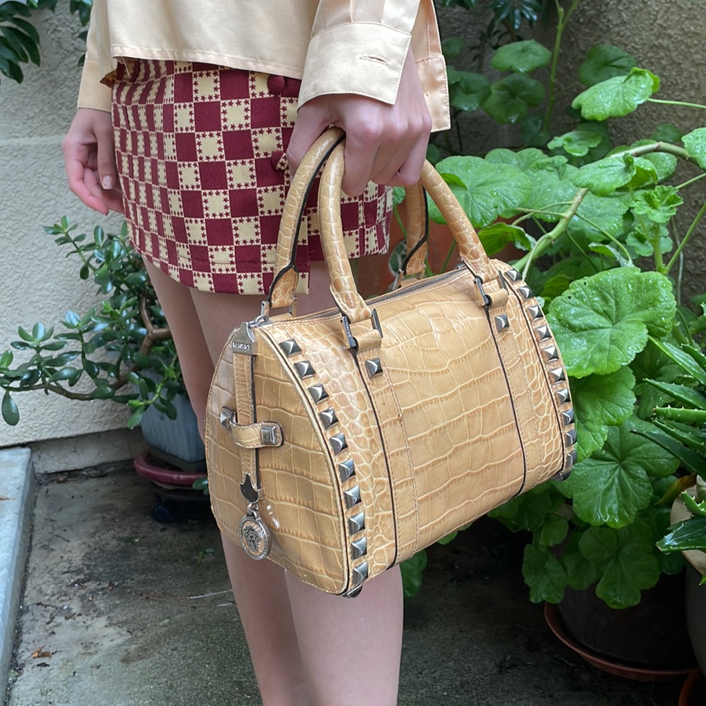 Vintage Cream/Silver Versace Alligator Purse